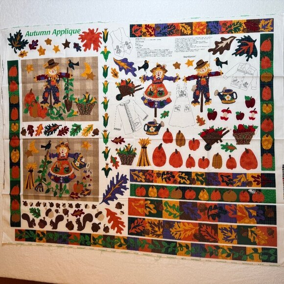 🛒 $6 - Fabric DIY Material - 1 yard Autumn Fall  Applique Panel #56 - Picture 2 of 5